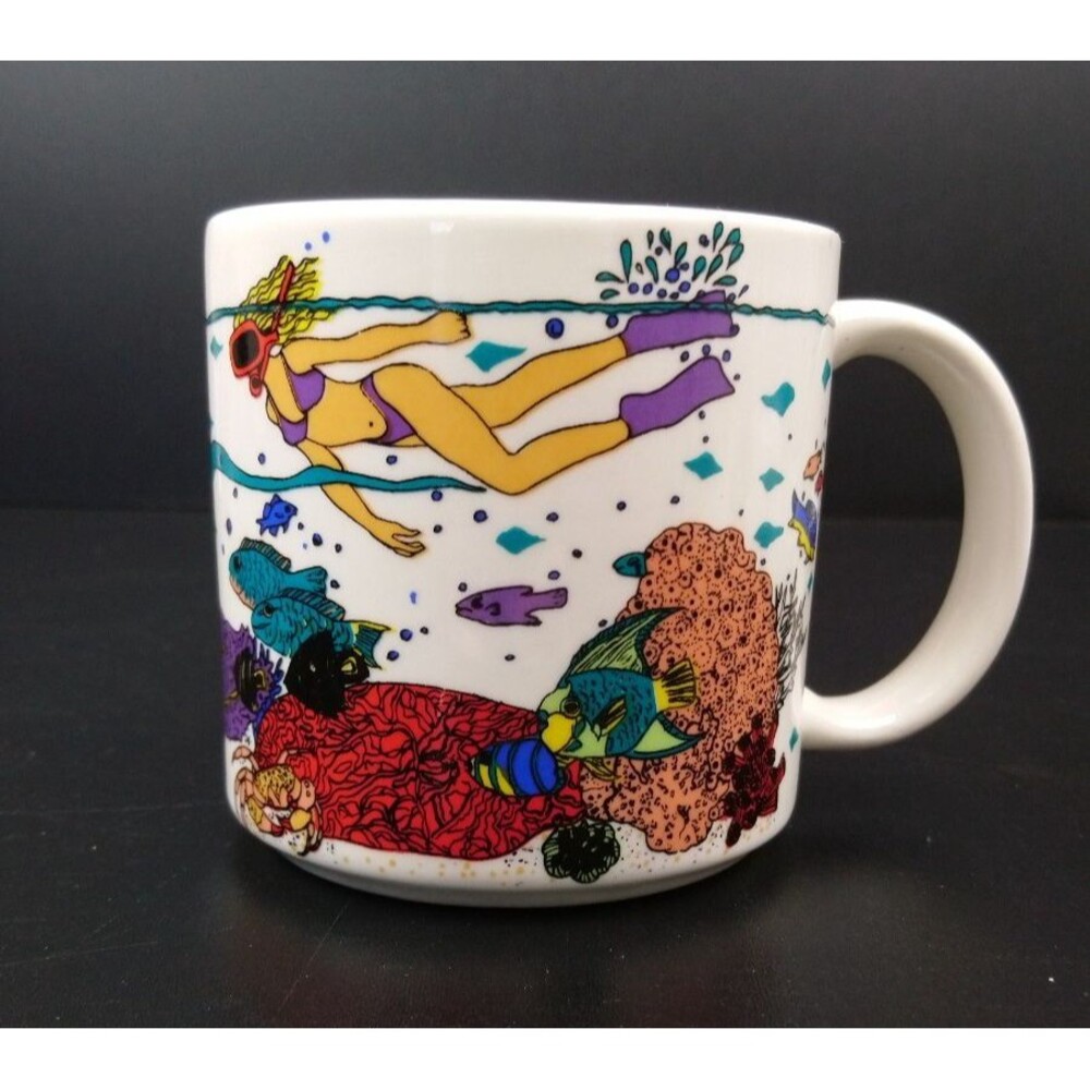VTG AGFT CORP Ceramic Coffee Mug Cup Snorkeling Tropical Fish